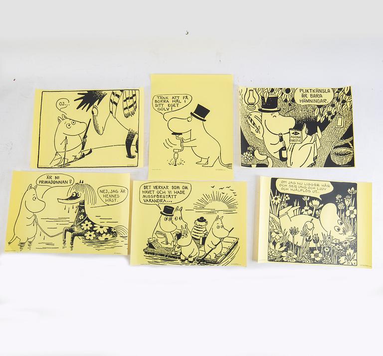 Tove Jansson, affischer, 6 st, Bull's Presstjänst, Art Work Shop, 1960-tal.