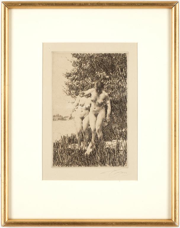 ANDERS ZORN, etsning, signerad och otydligt daterad i plåten 1917.