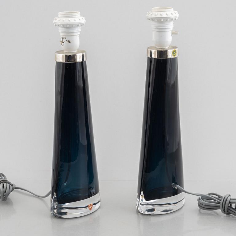 Carl Fagerlund, a pair of model "1566" table lamps, Orrefors, Sweden, second half of the 20th century.