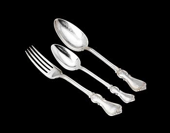 BESTICK, 15 delar, silver. Jacob Engelberth Torsk, Stockholm. 1870-tal. Vikt ca 966g.