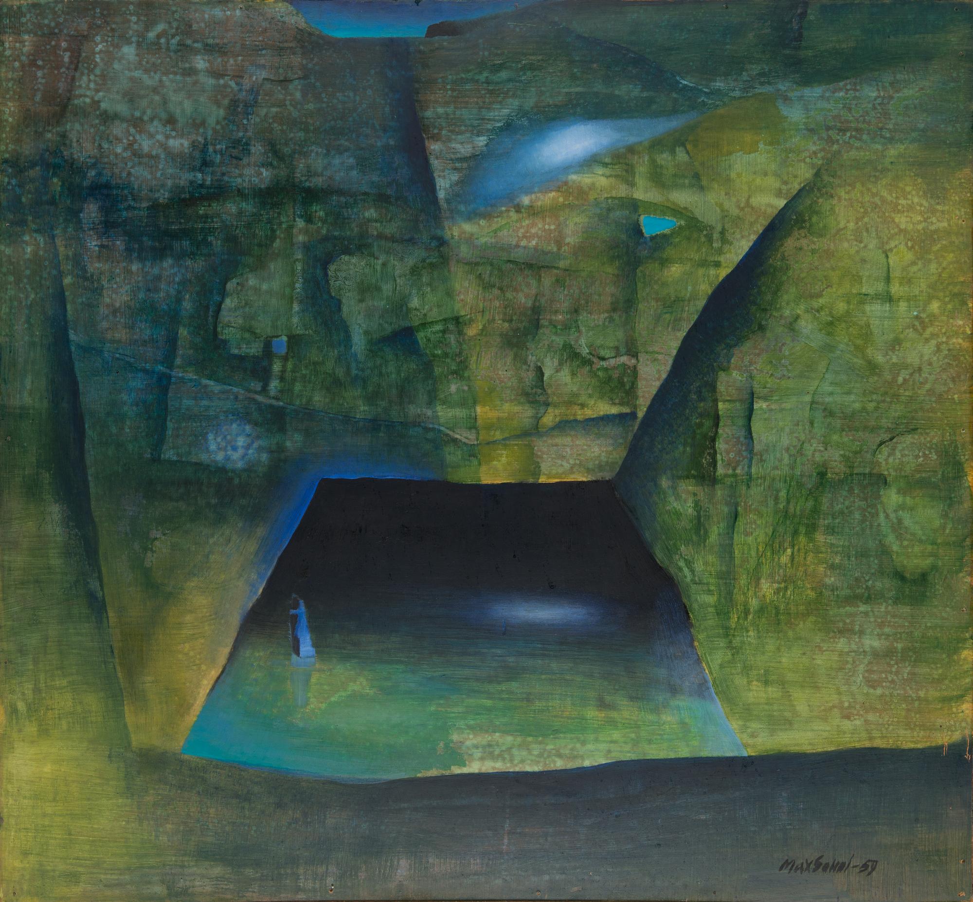 Max Salmi, oil on board, signed and dated -57.