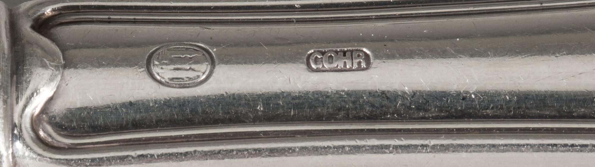 UPPLÄGGNINGSBESTICK, 3 st, silver. Danmark och Sverige. Total vikt ca 242 g inkl blad i rostfritt stål.