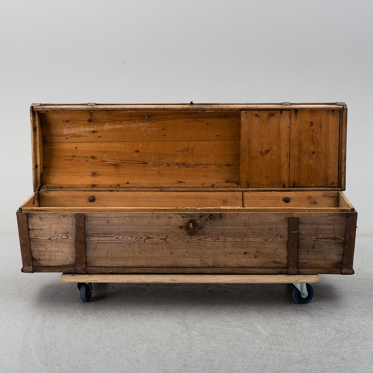 A pine chest, 18th Century.