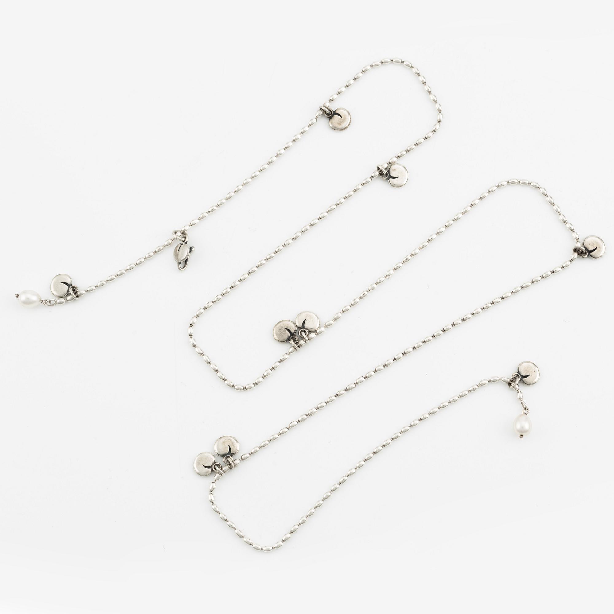 Kalevala, smyckesset, "Linnea Borealis", collier, örhänge samt armband, silver med pärlor.