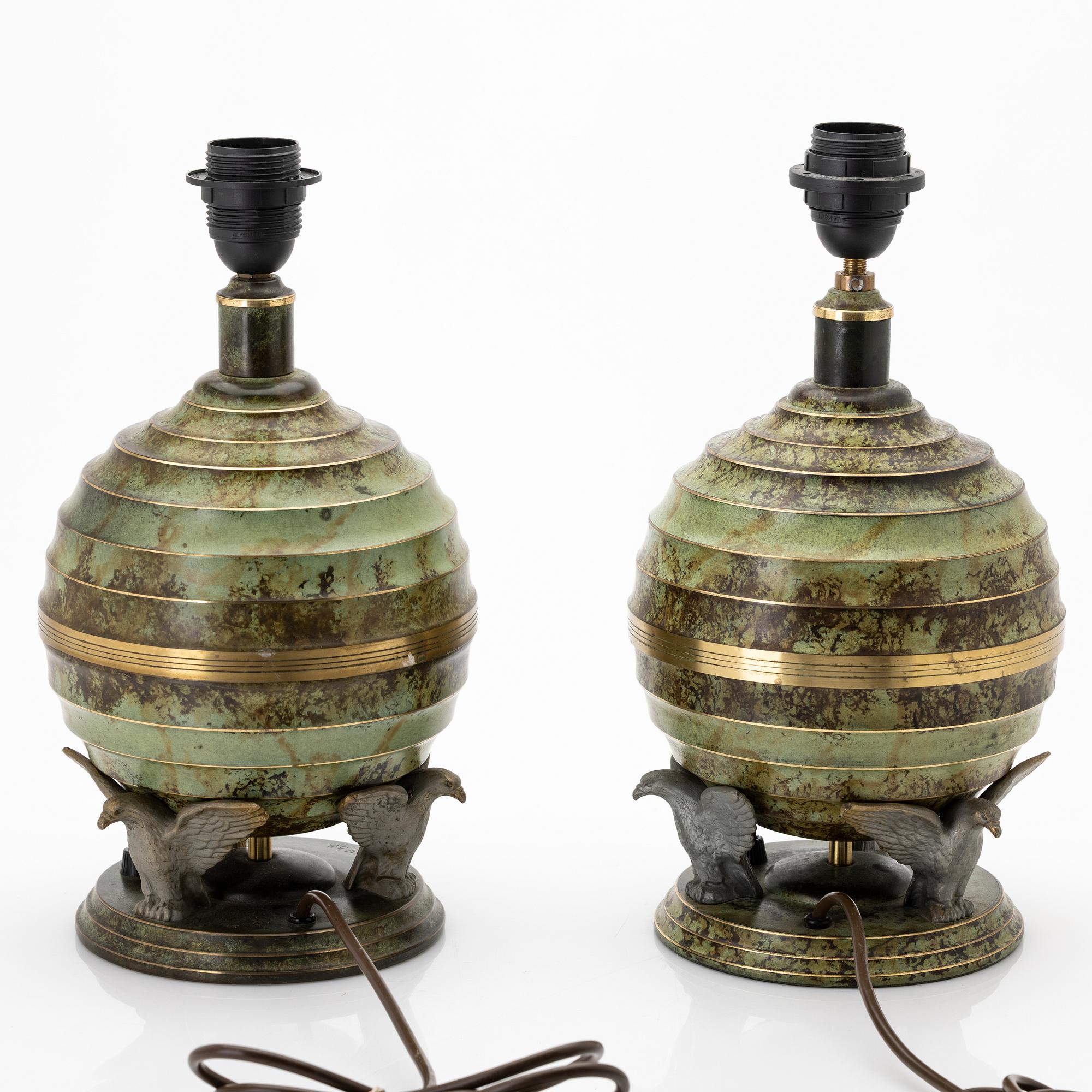 A pair of table lamps, Svenska Metallverken, 1930s/40s.