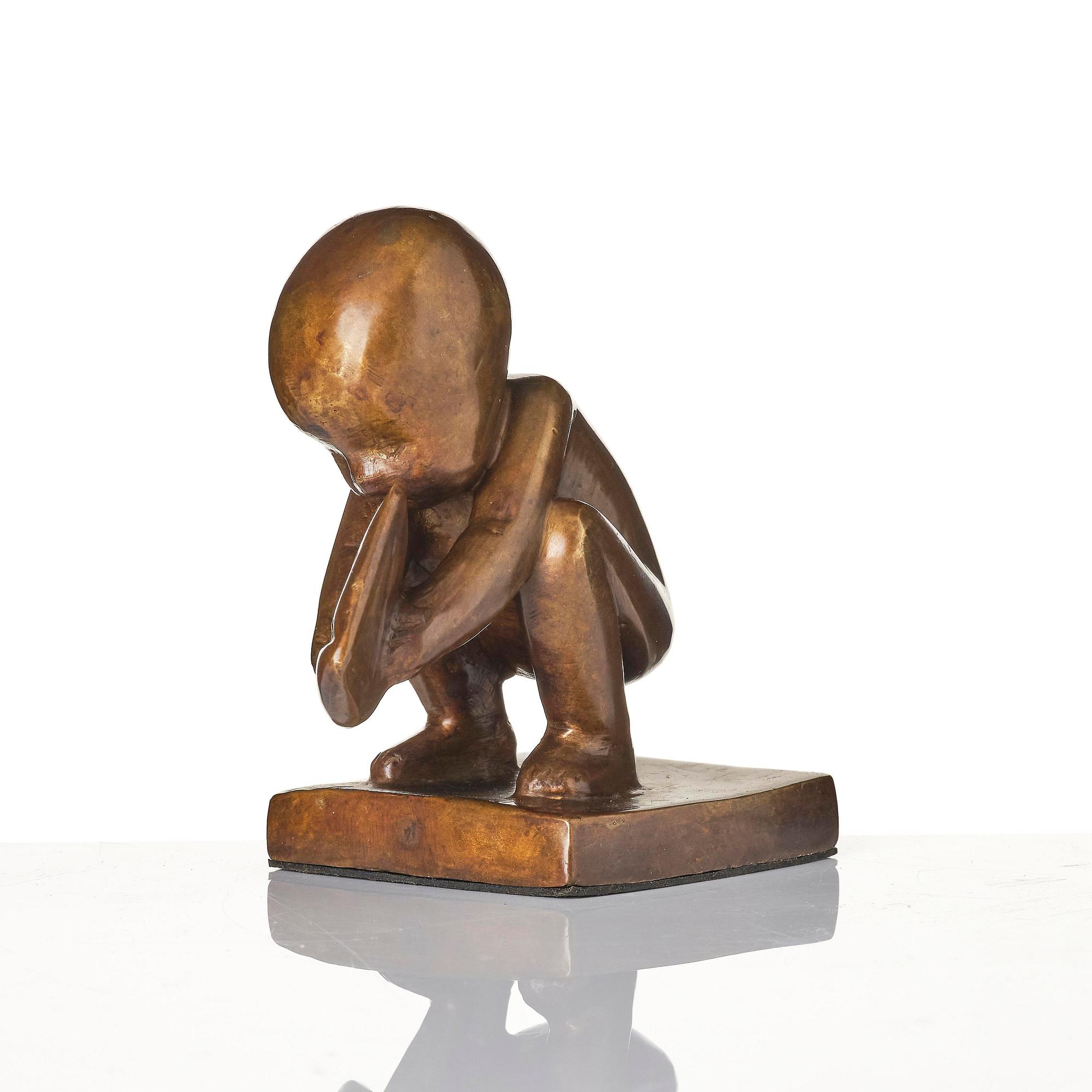 Lisa Larson, sculpture, bronze, "Storseglar'n", Scandia Present, ca. 1978, ed. 181/999, with original box and folder.