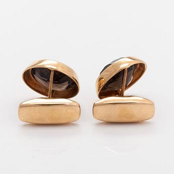 Manschettknappar, fasettslipad rökkvarts, 14K guld. Martti Viikinniemi, 1970.