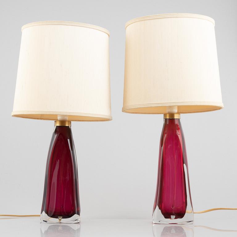 Carl Fagerlund, a pair of table lamps, Orrefors.