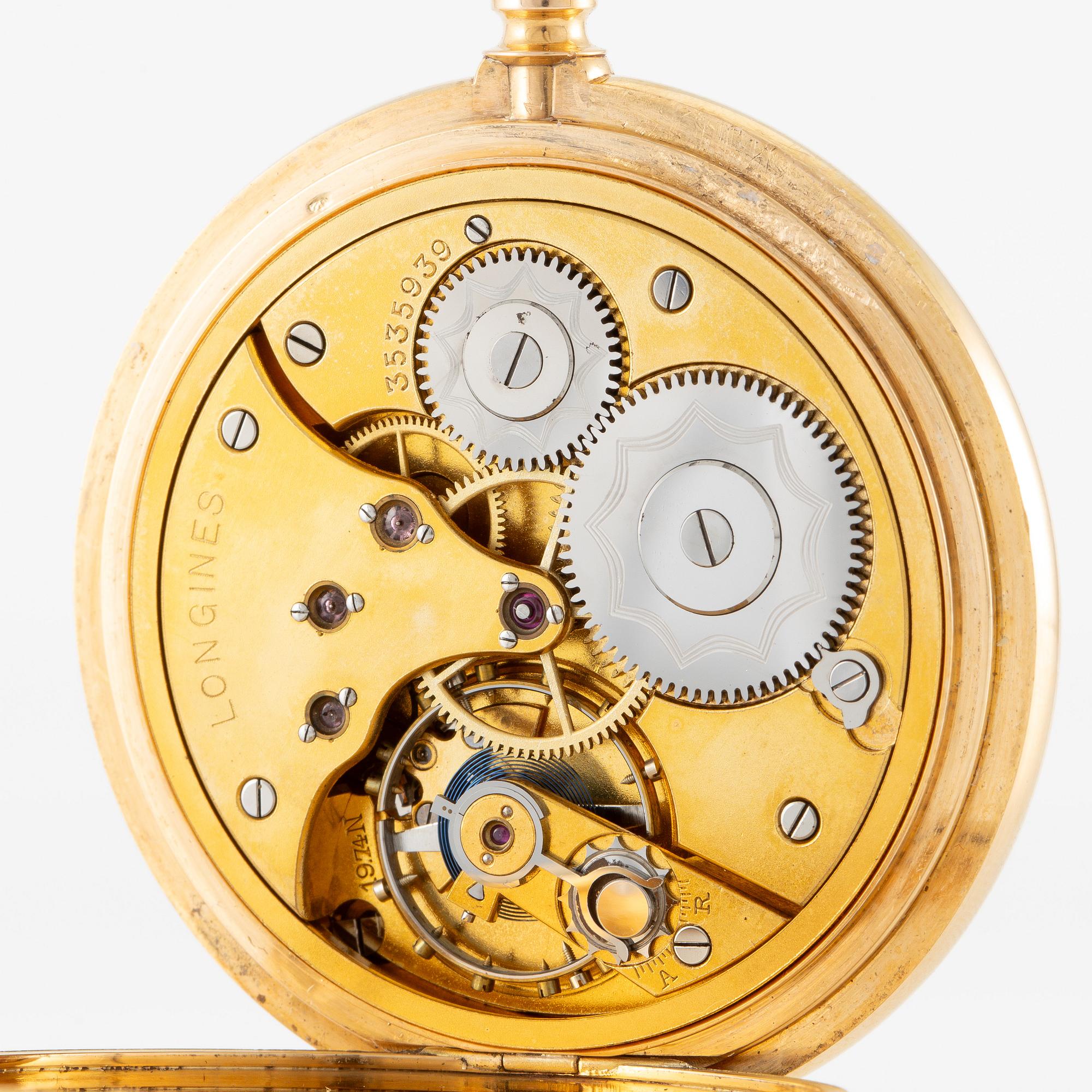 Longines, fickur, 18K guld, savonett, 53 mm.