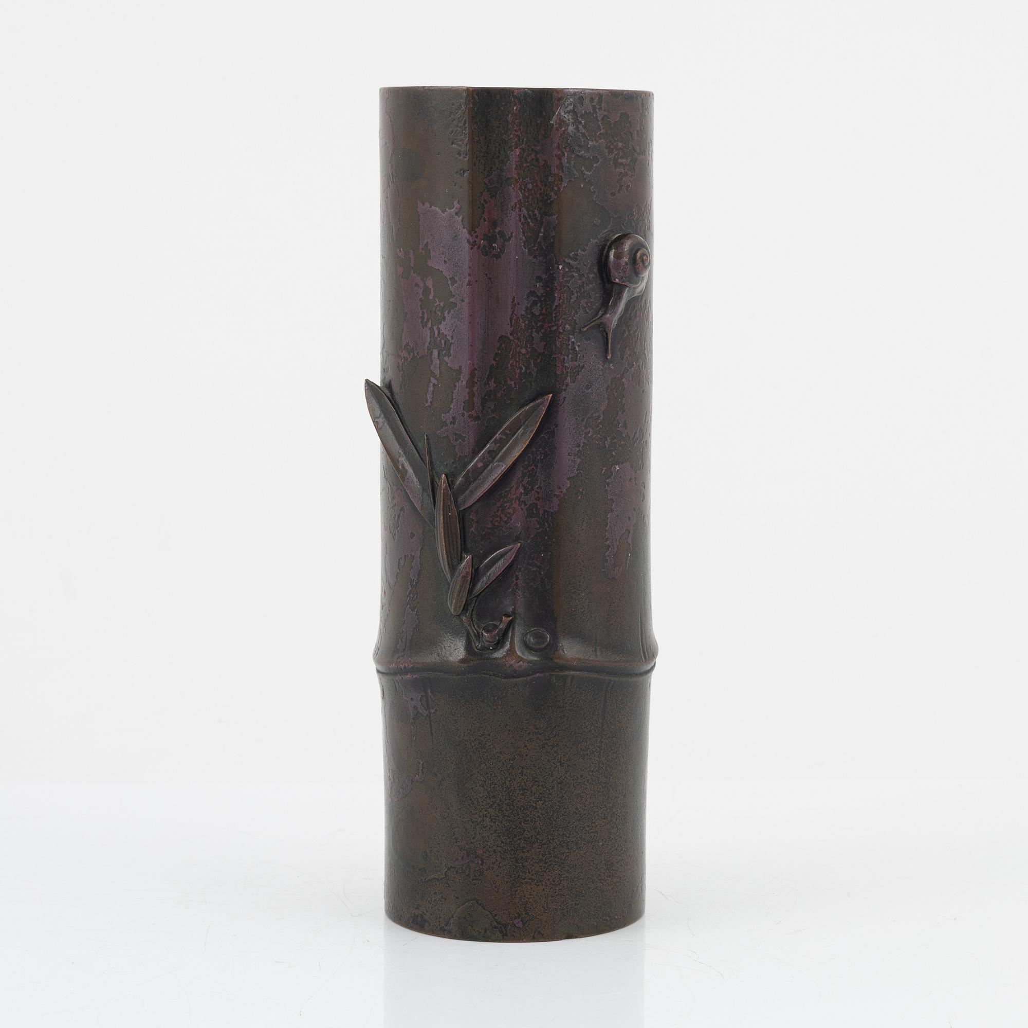 A Japanese bronze vase, 20th Century. With seal mark.