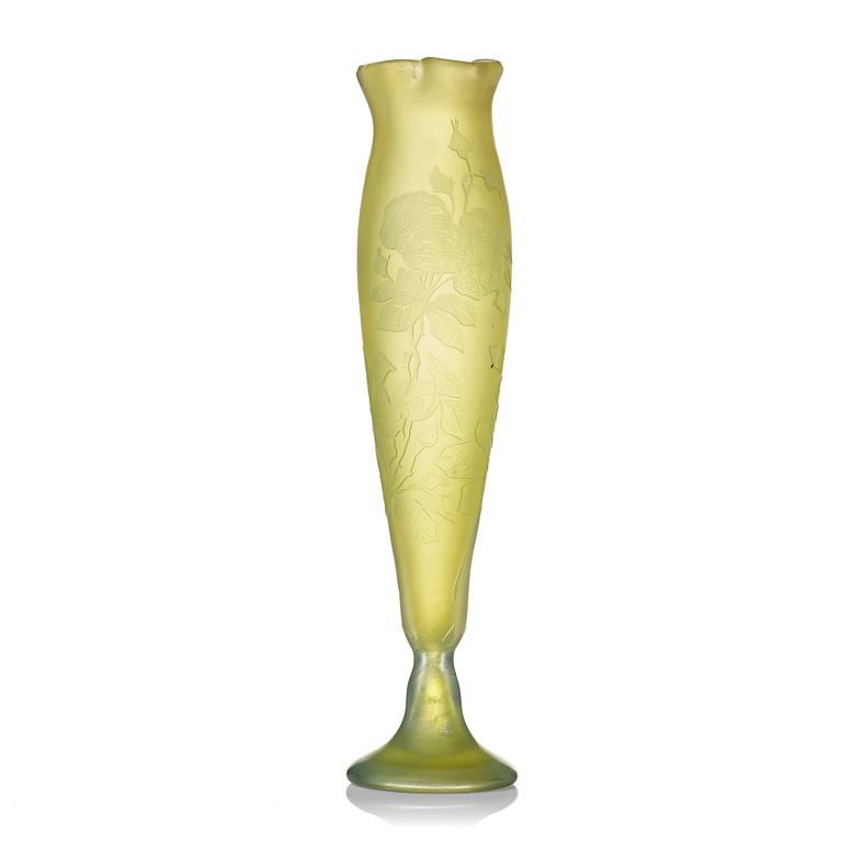 Heinrich Wollman, an Art Nouveau cameo glass vase,  Orrefors, Sweden.