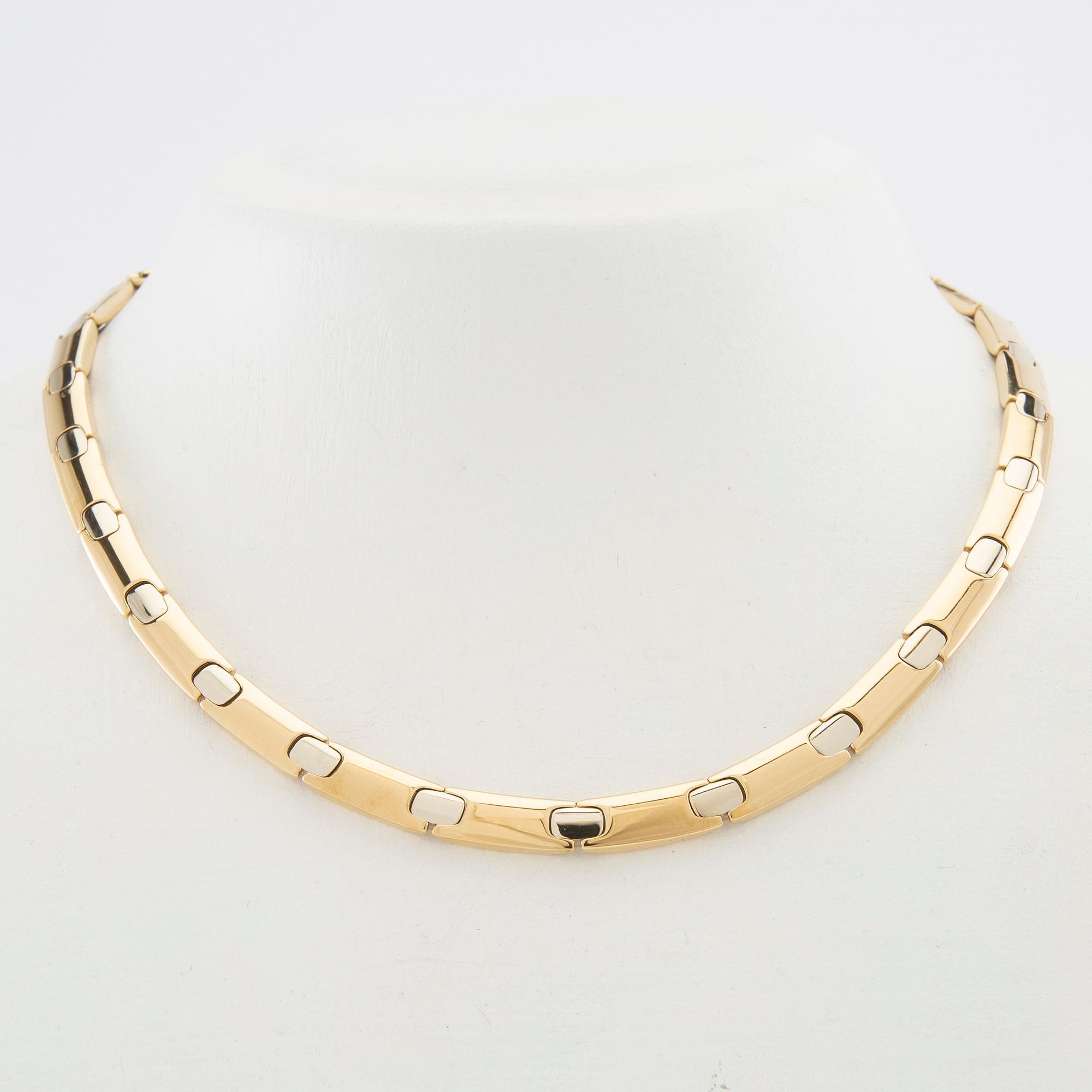 Necklace 18K red and white gold.