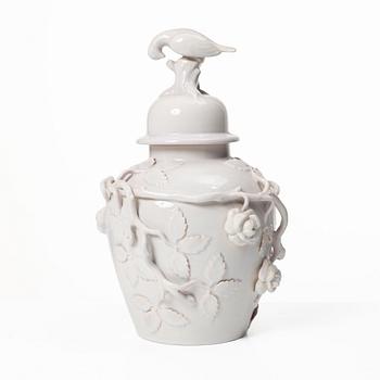 Lidded urn, faience, Rörstrand, mid-20th century.
