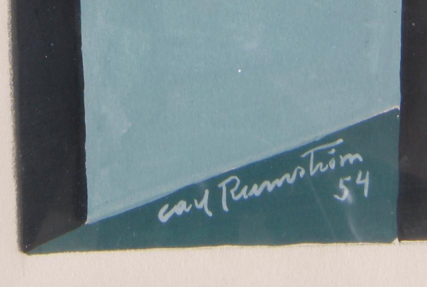 RUNNSTRÖM, CARL. 2 st, Gouacher. Sign. o dat. -54.