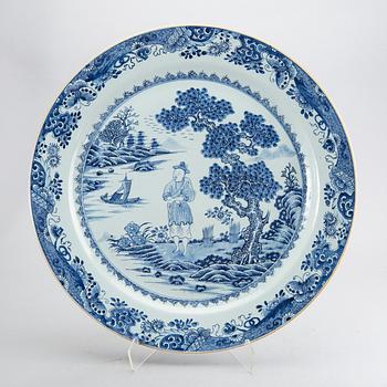 A large blue and white charger, Qing dynasty, Qianlong (1736-95).