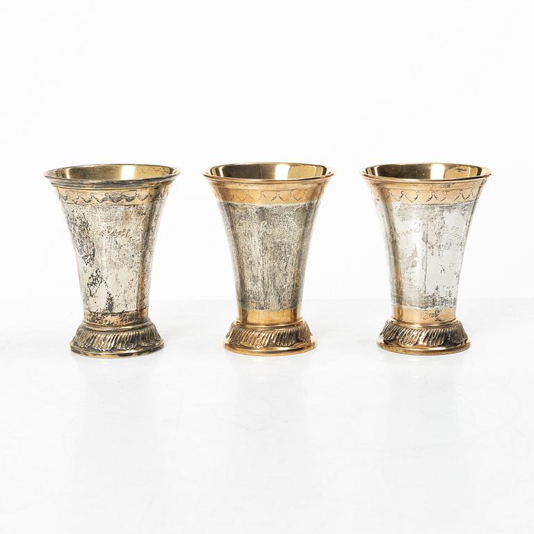 Six Swedish silver beakers, mark of KG Markströms, Uppsala 1911-1920.
