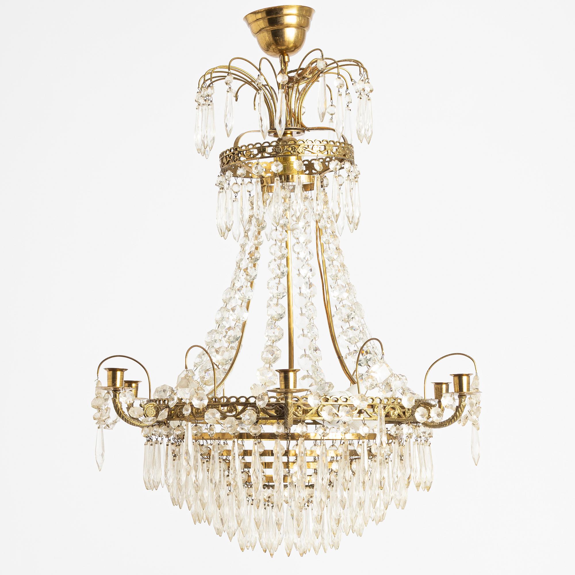 Chandelier, Gustavian style, first half of the 20th century.