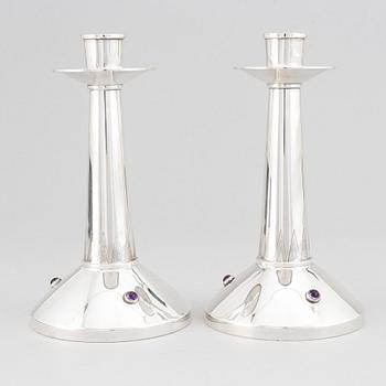 A pair of swedish silver candlesticks, TESI, Göteborg 1957.