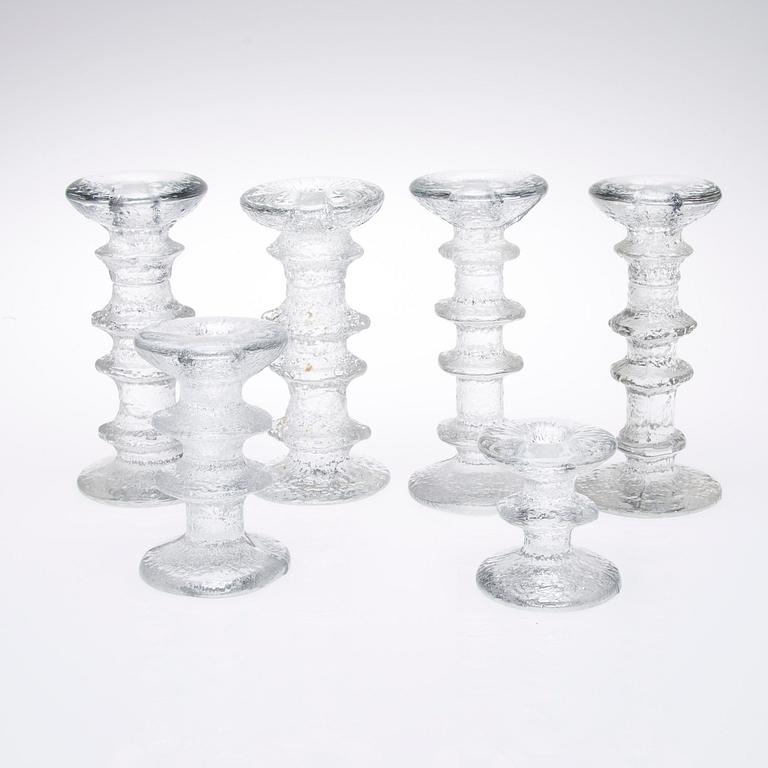 LJUSSTAKAR, 6 st, glas, "Festivo", Timo Sarpaneva, Iittala.