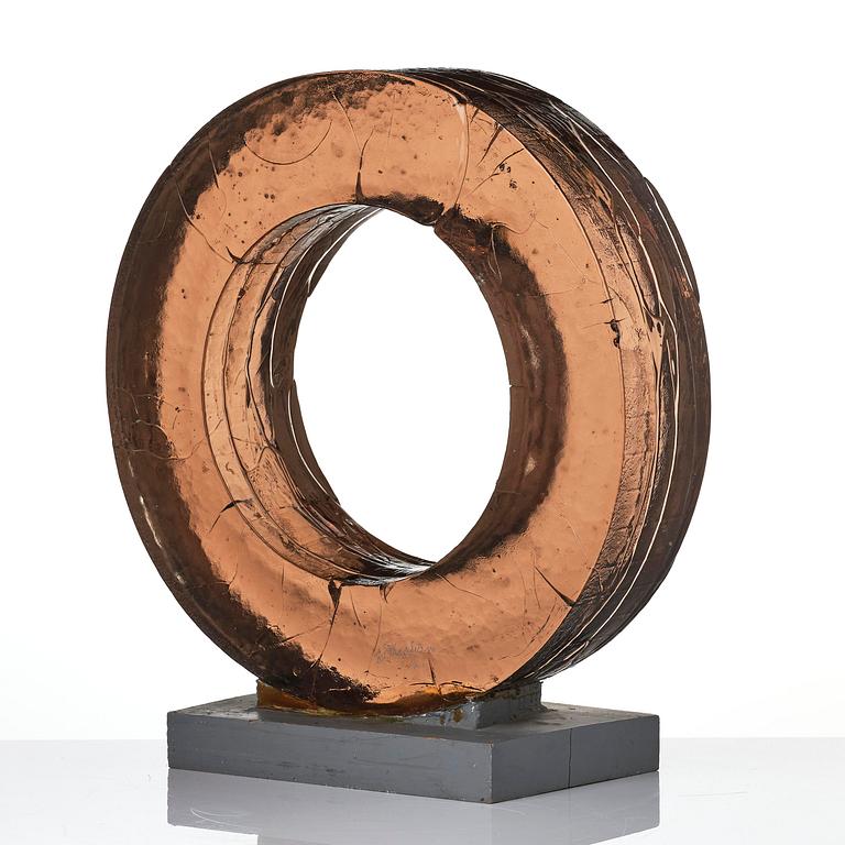 Edvin Öhrström, "Strömvirvlar" (Whirlpools), a cast glass sculpture, Lindshammar Glassworks, 1984.