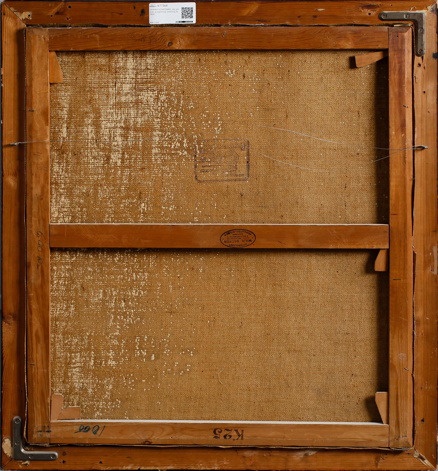 OKÄND KONSTNÄR, olja på duk, ej signerad, omkring år 1900.