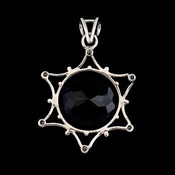 HÄNGE, silver, ametist ca 24.00 ct, diamanter tot ca 0.14 ct,