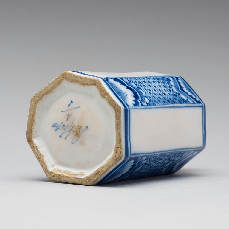 A Swedish Rörstrand faience bottle, 1735-40.