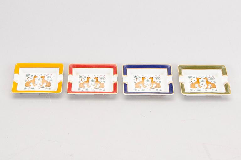 Hermès a set of four porcelain ashtrays later part of the 20th century.