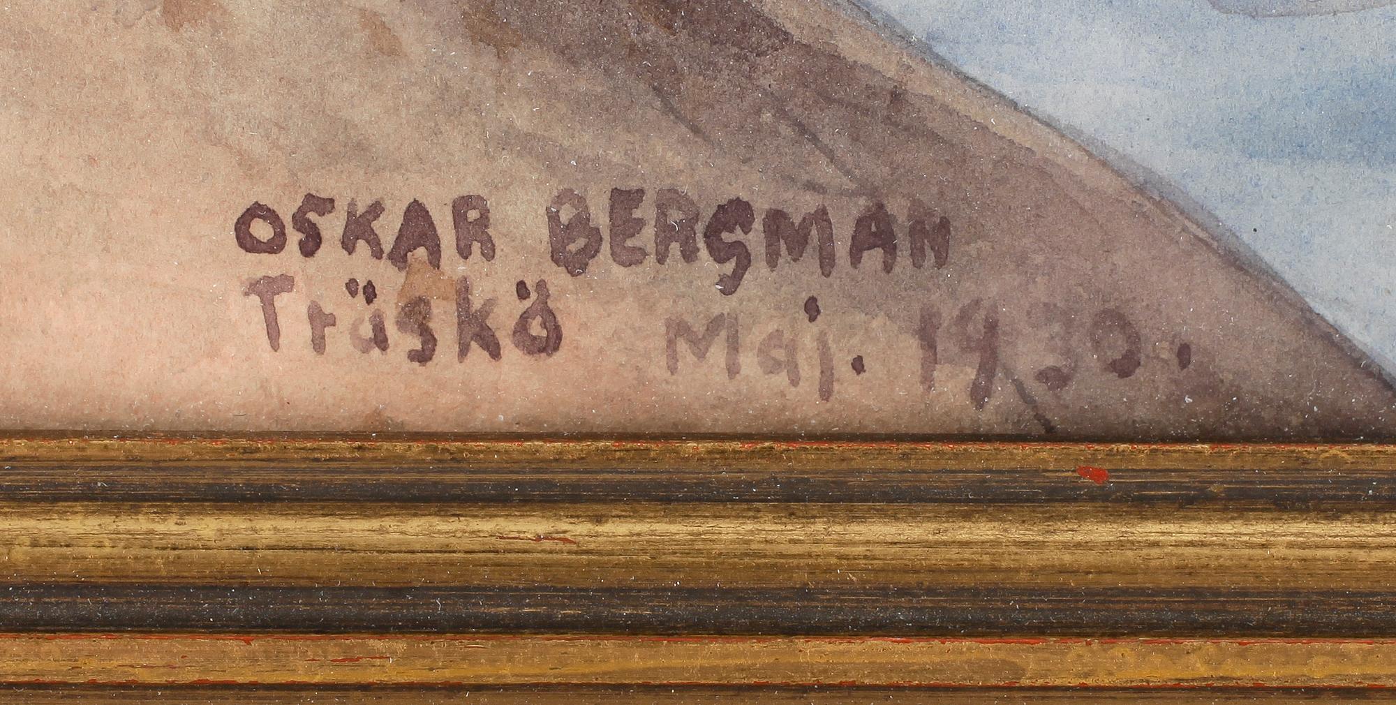 OSKAR BERGMAN, akvarell, signerad och daterad Träskö Maj 1930.