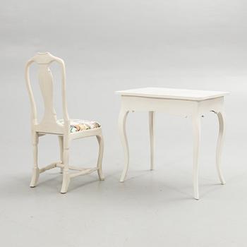 Ladies' writing desk with chair, Rococo style.