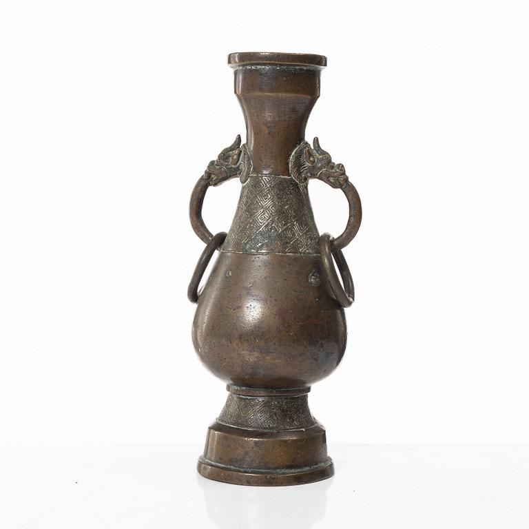 A Chinese bronze vase, Ming dynasty (1368-1644).