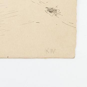 Karl Nordström, tuschteckning, dubbelsidig, signerad.