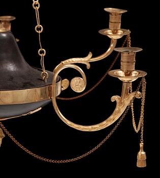 A late Gustavian early 19th century six-light hanging lamp.