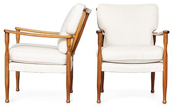 869. A pair of Josef Frank mahogany easy chairs, Firma Svenskt Tenn.