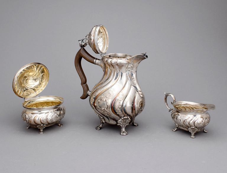 KAFFESERVIS, silver, CG Hallberg, Stockholm 1941. Total vikt ca 1317 gram.
