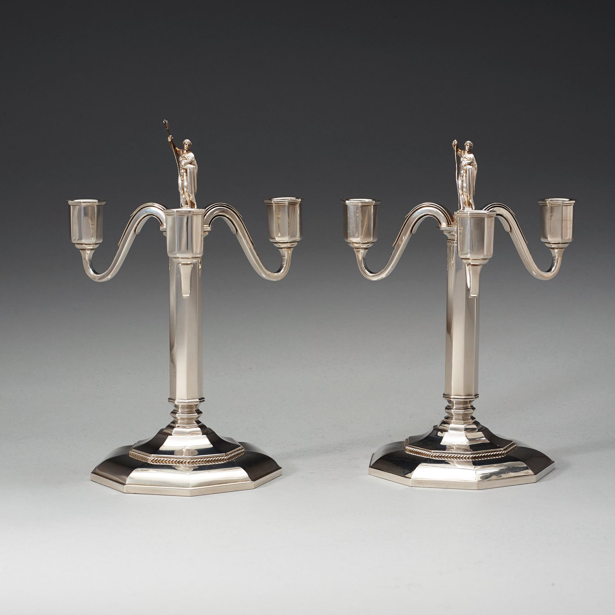 A pair of Atelier Borgila sterling candelabra, Stockholm 1941.