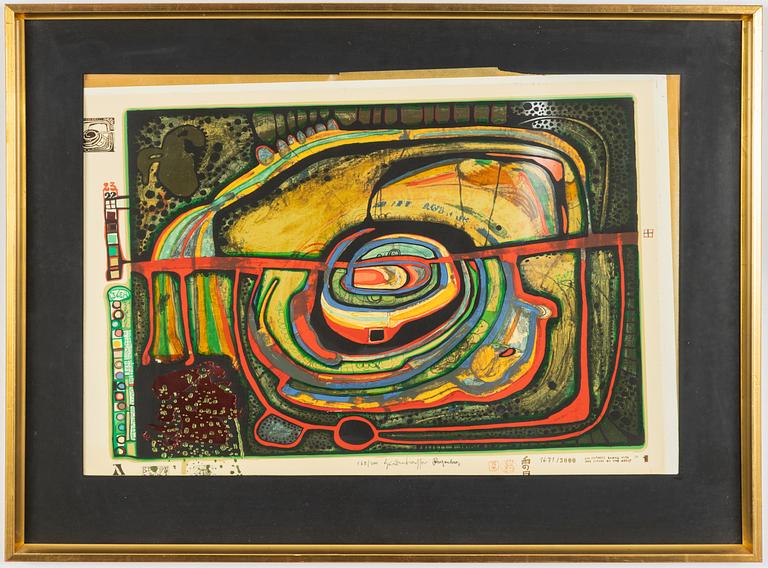 Friedensreich Hundertwasser, "Die fünfte Augenwaage", from "Regen auf regentag",