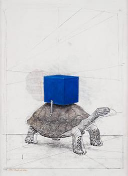 655. PG Thelander, Tortoise with blue cube.