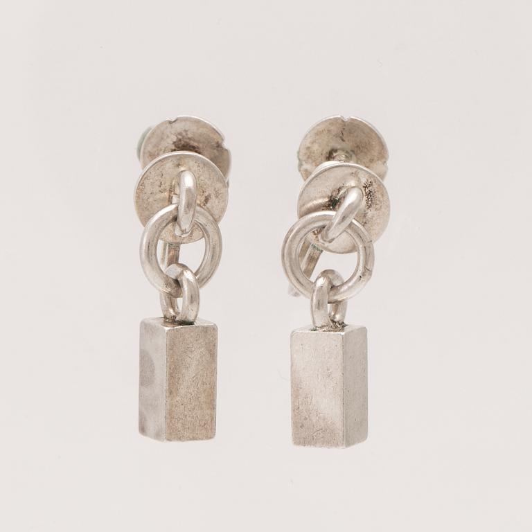 A pair of silver earrings by Wiwen Nilsson Lund Sweden 1969.