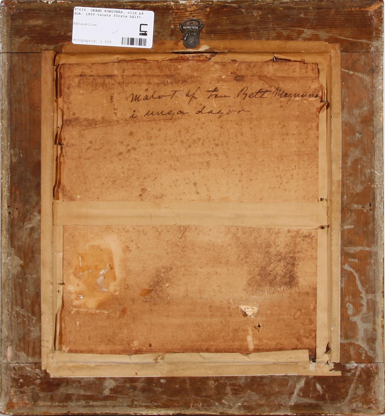 OKÄND KONSTNÄR, olja på duk, 1800-talets första hälft.