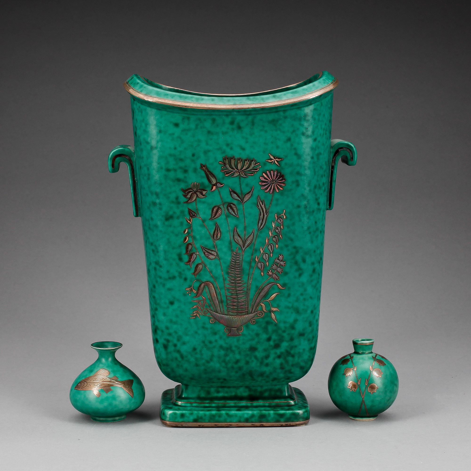 VASER, 3 delar, stengods, Argenta, Willhelm Kåge, Gustavsberg, 1900-tal.