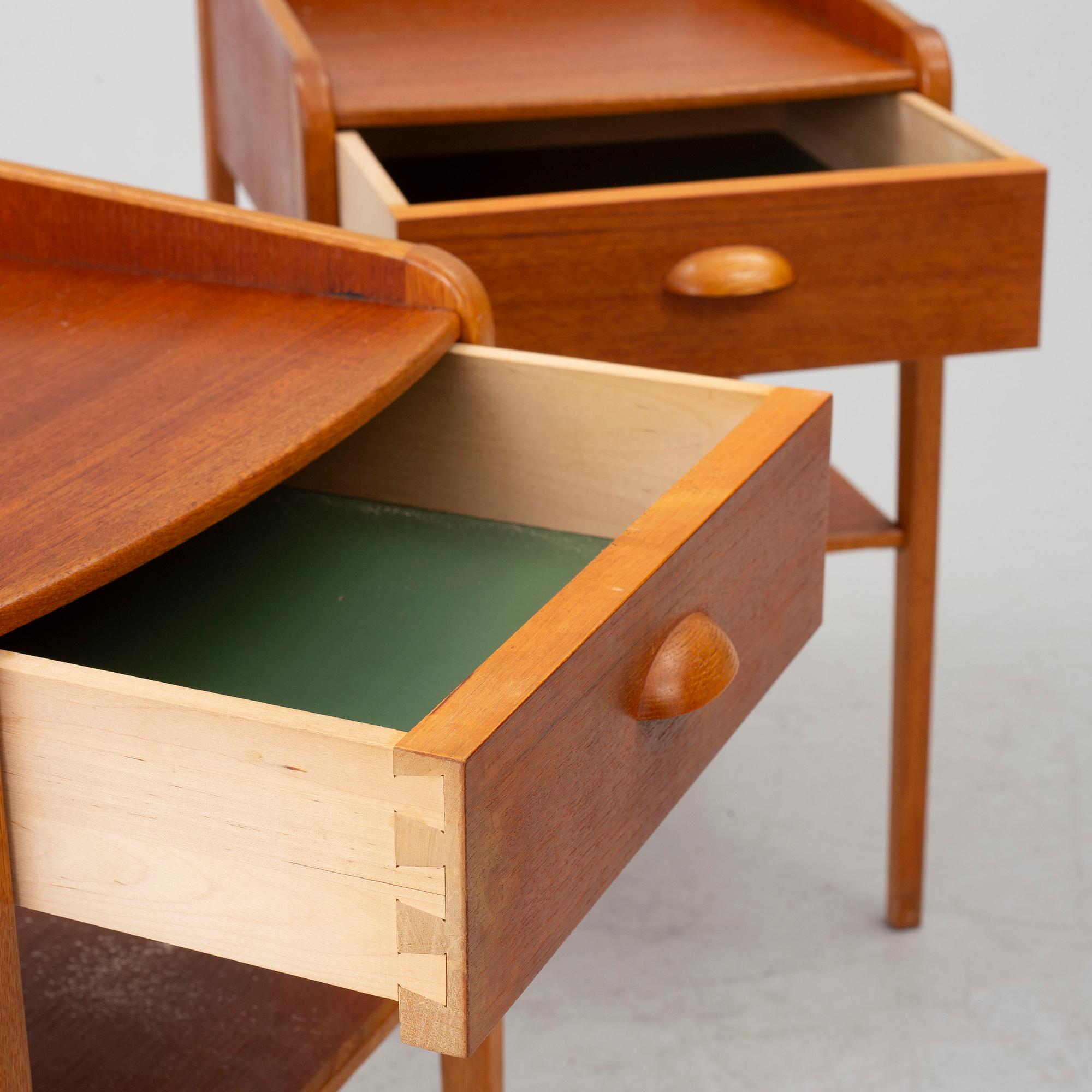 Bedside tables, a pair, second half of the 20th century.