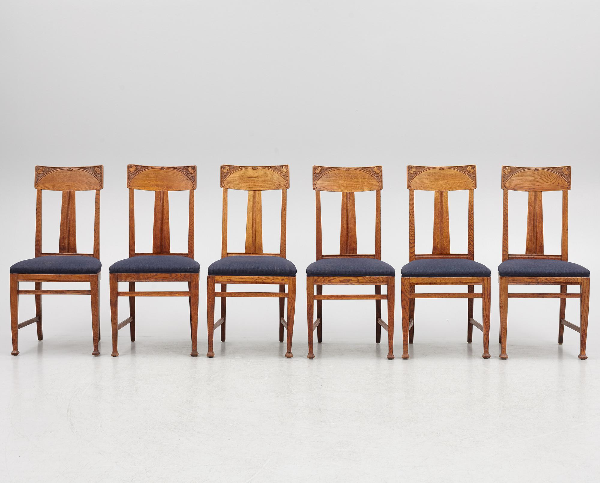 Six Art Nouveau Chairs, early 20th Century.