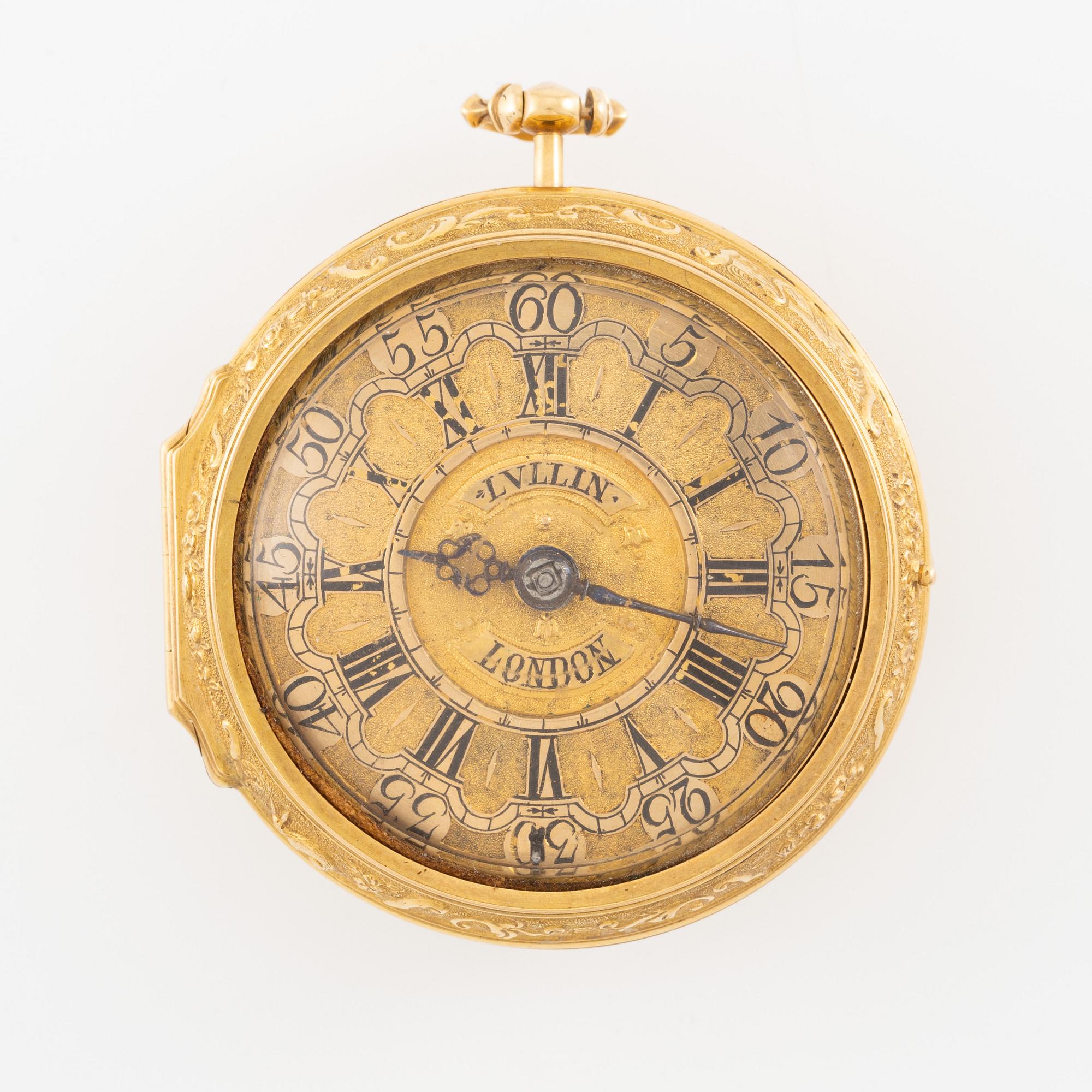 A gold twin-case pocket watch by Paul Lullin (watchmaker in London fl. ca 1710-30).