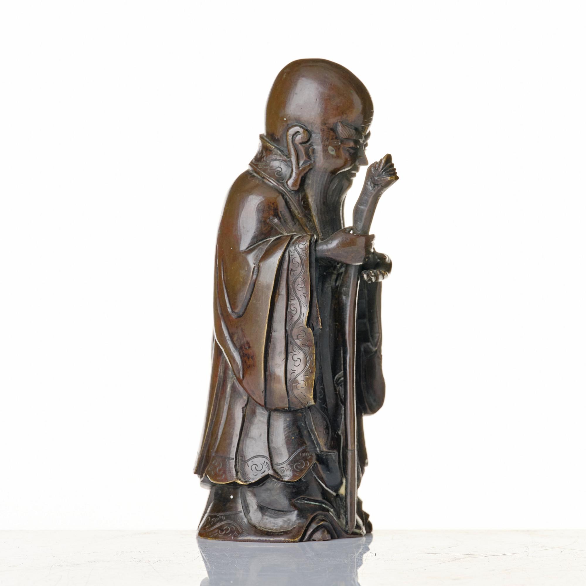 Skulptur, brons. Sholau, sen Qingdynastin.