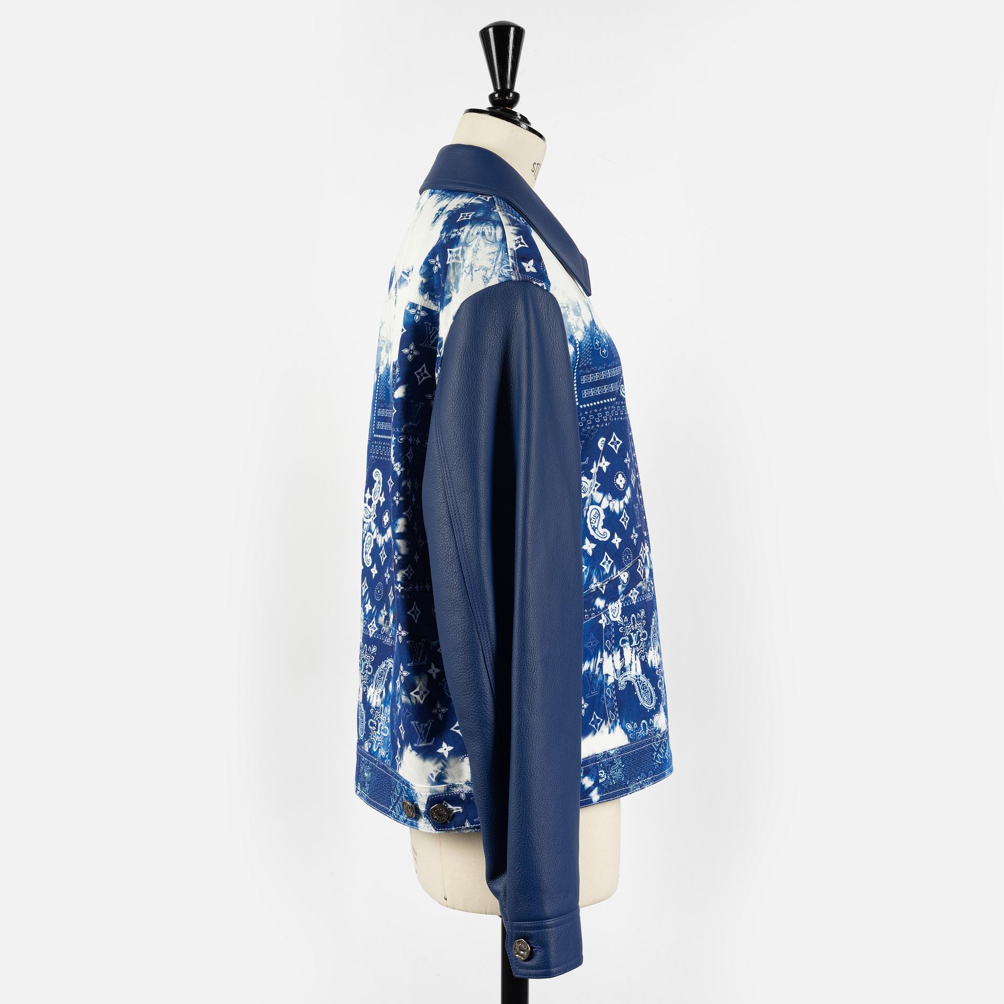 Louis Vuitton, jacka, "Monogram Bandana Mix Leather Denim Jacket", 2022 collection by Virgil Abloh, storlek 46.