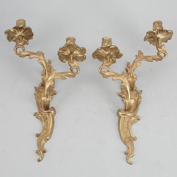 APPLIQUER, ett par, brons, rokokostil, 1800-talets slut.