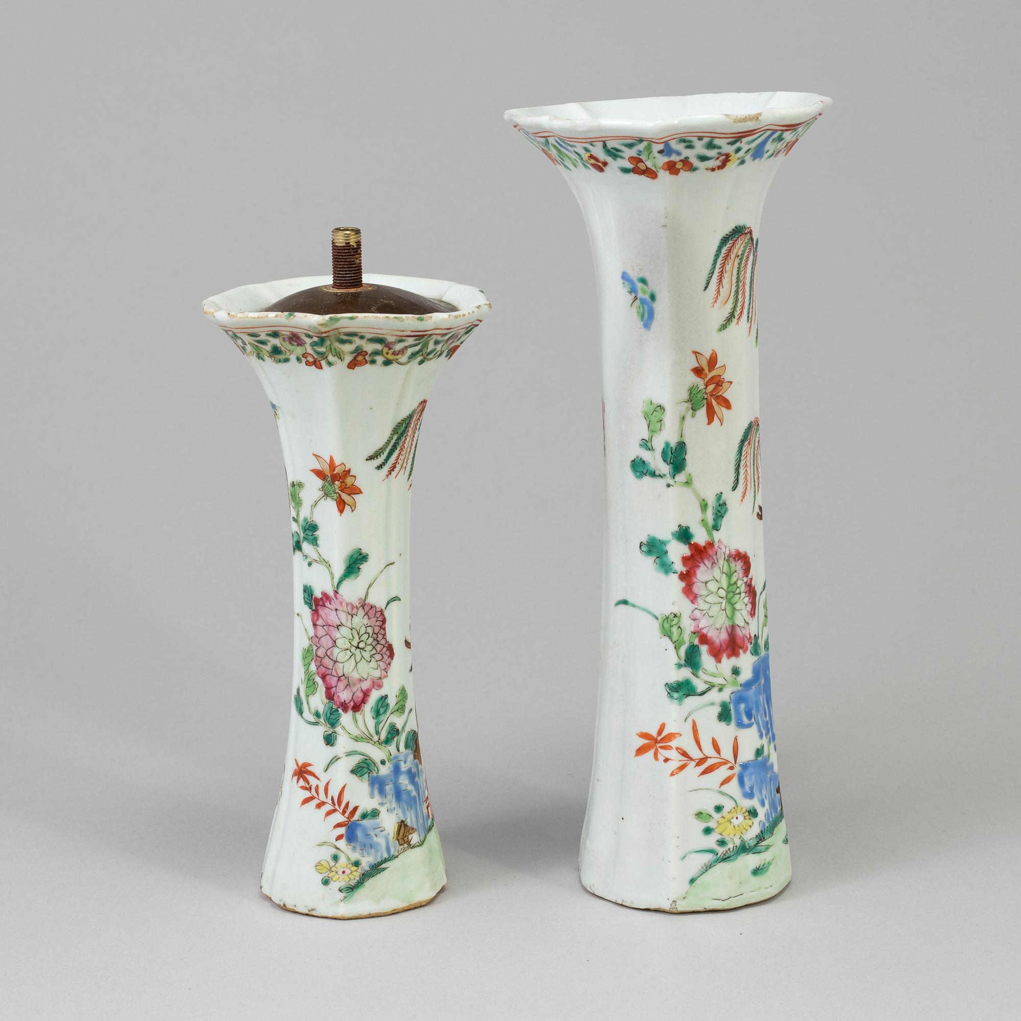 2 vases/lamps, China, 18th century.