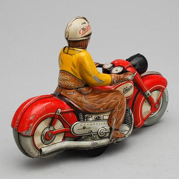 MOTORCYKEL, plåt, "Charly 1005", Schuco, Tyskland, omkring 1950.