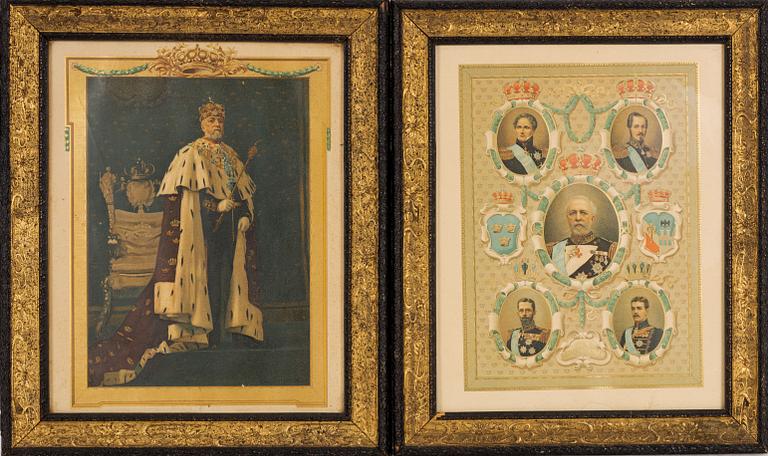 A pair of prints, Oscar II, circa 1900.